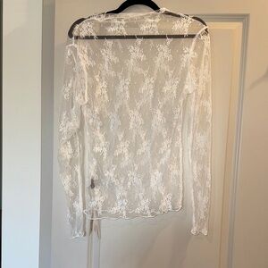 Amazon Women's Sheer White Lace Top